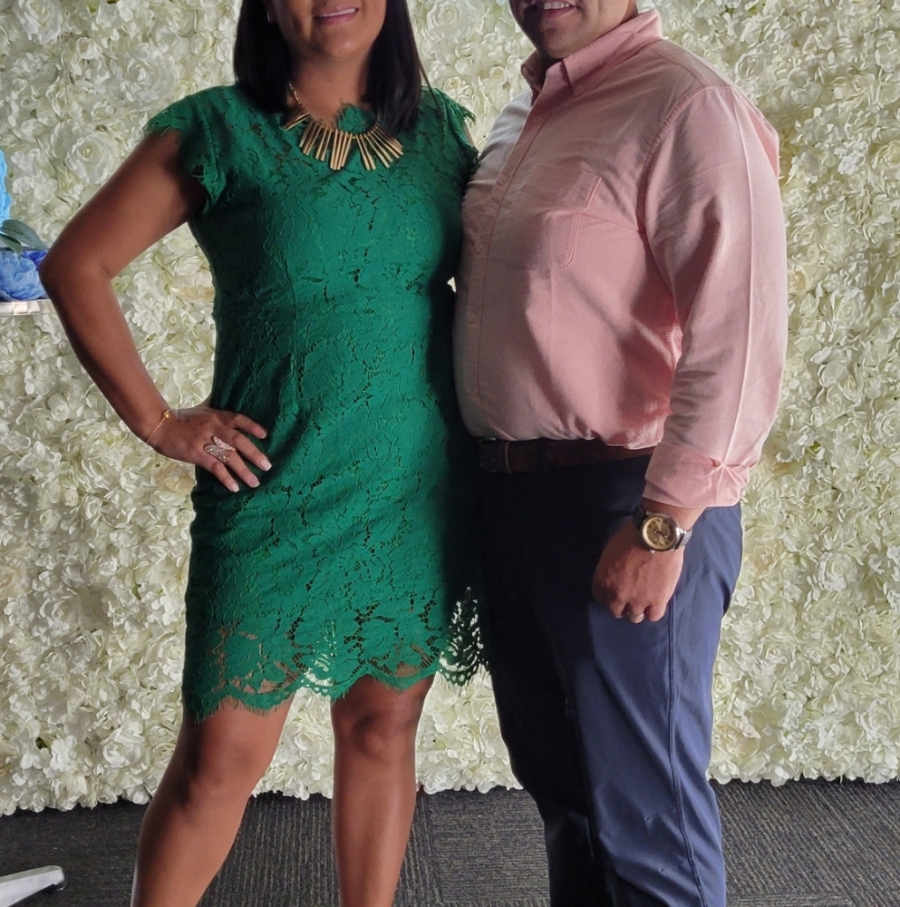 Green lace dress